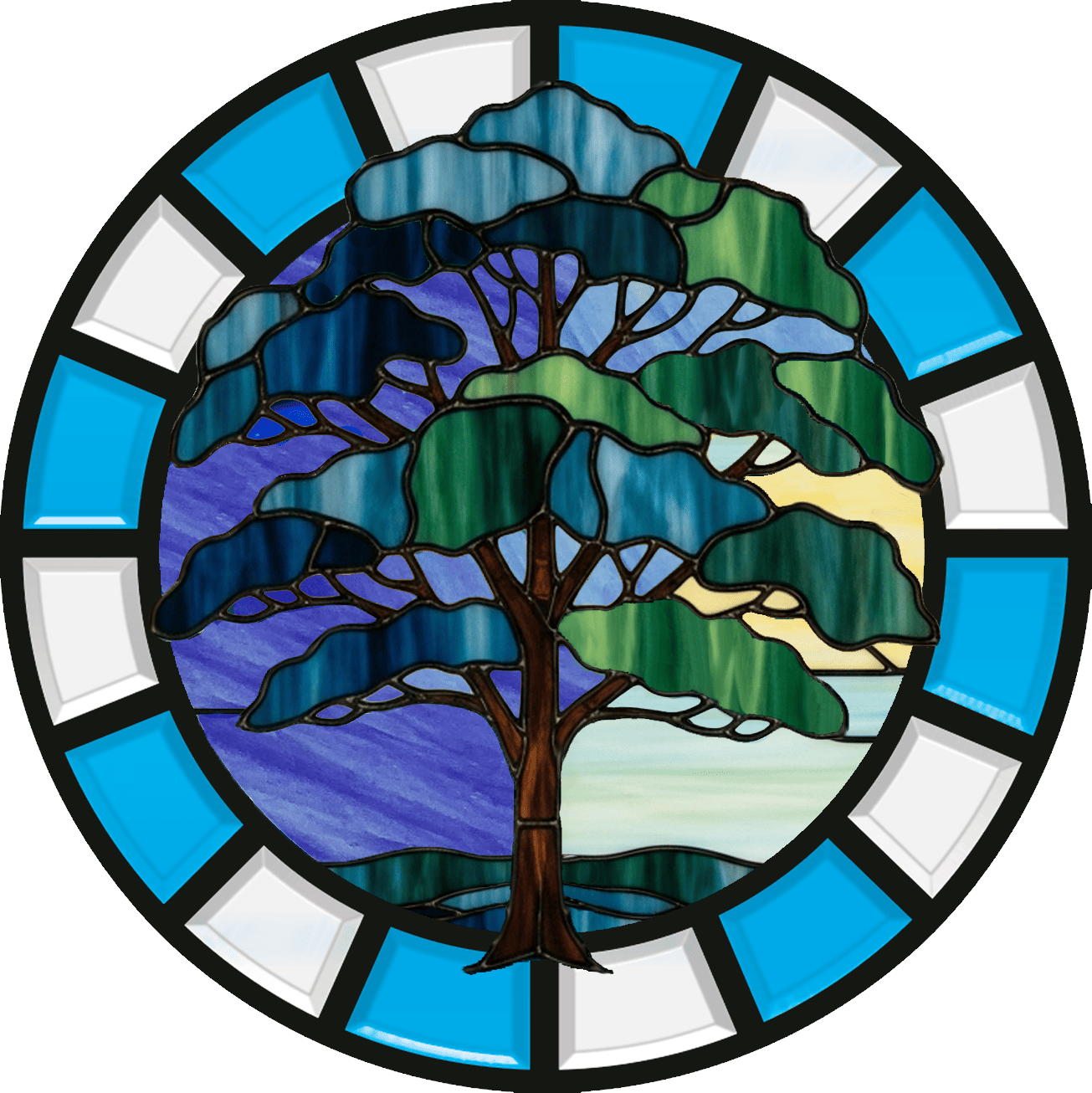Disegno di albero estivo stile vetrata in cornice di Changeling